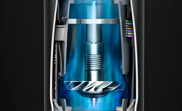 Motor digital Dyson V9 — turbina girando a 110.000 RPM